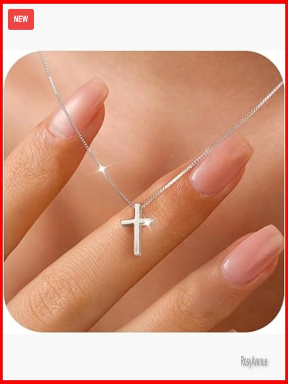 Sterling Silver Cross Pendant Necklace 45cm Adjustable Religious Jewelry Gift